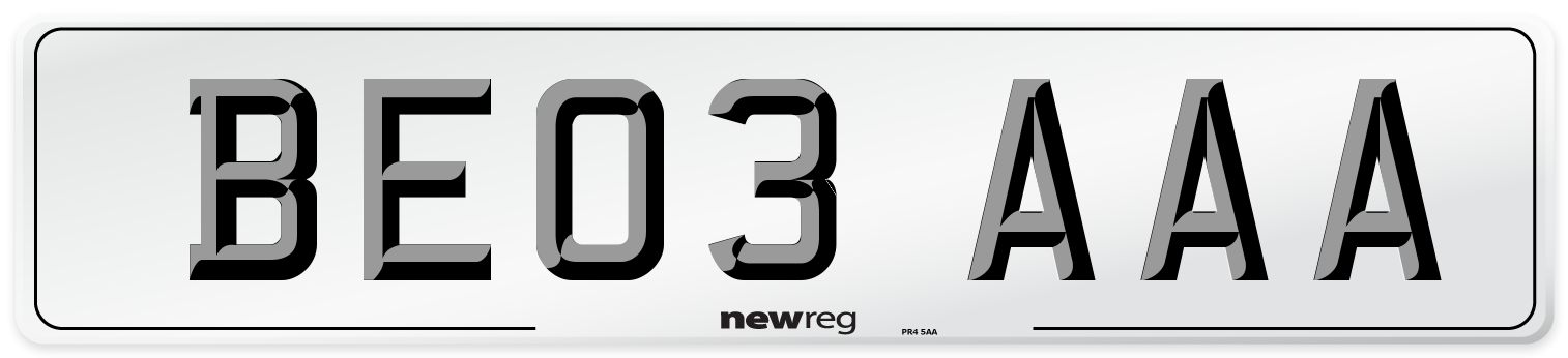 BE03 AAA Number Plate from New Reg